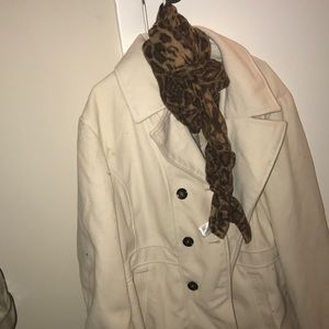 Pea coat with scarf